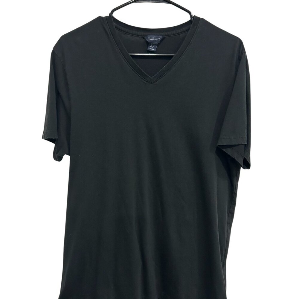 Thomas Parker V-Neck Short Sleeve T-Shirt Black Sz Large Pima Cotton Tee